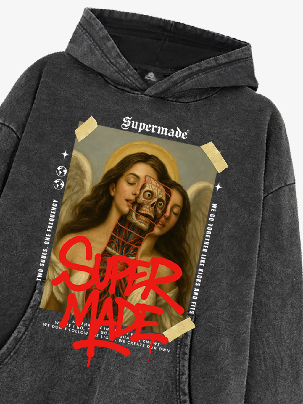 Skull And Face Two Soul Pattern Hoodie