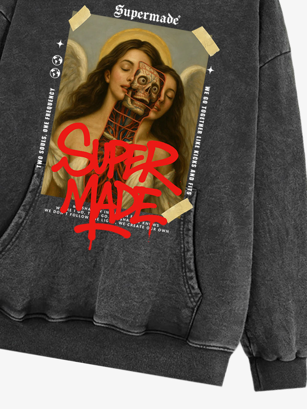 Skull And Face Two Soul Pattern Hoodie