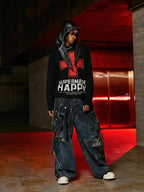 Street Cross Lettering Print Long-Sleeved T-Shirt - 2608