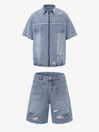 Denim Distressed Ripped Suit - 2460