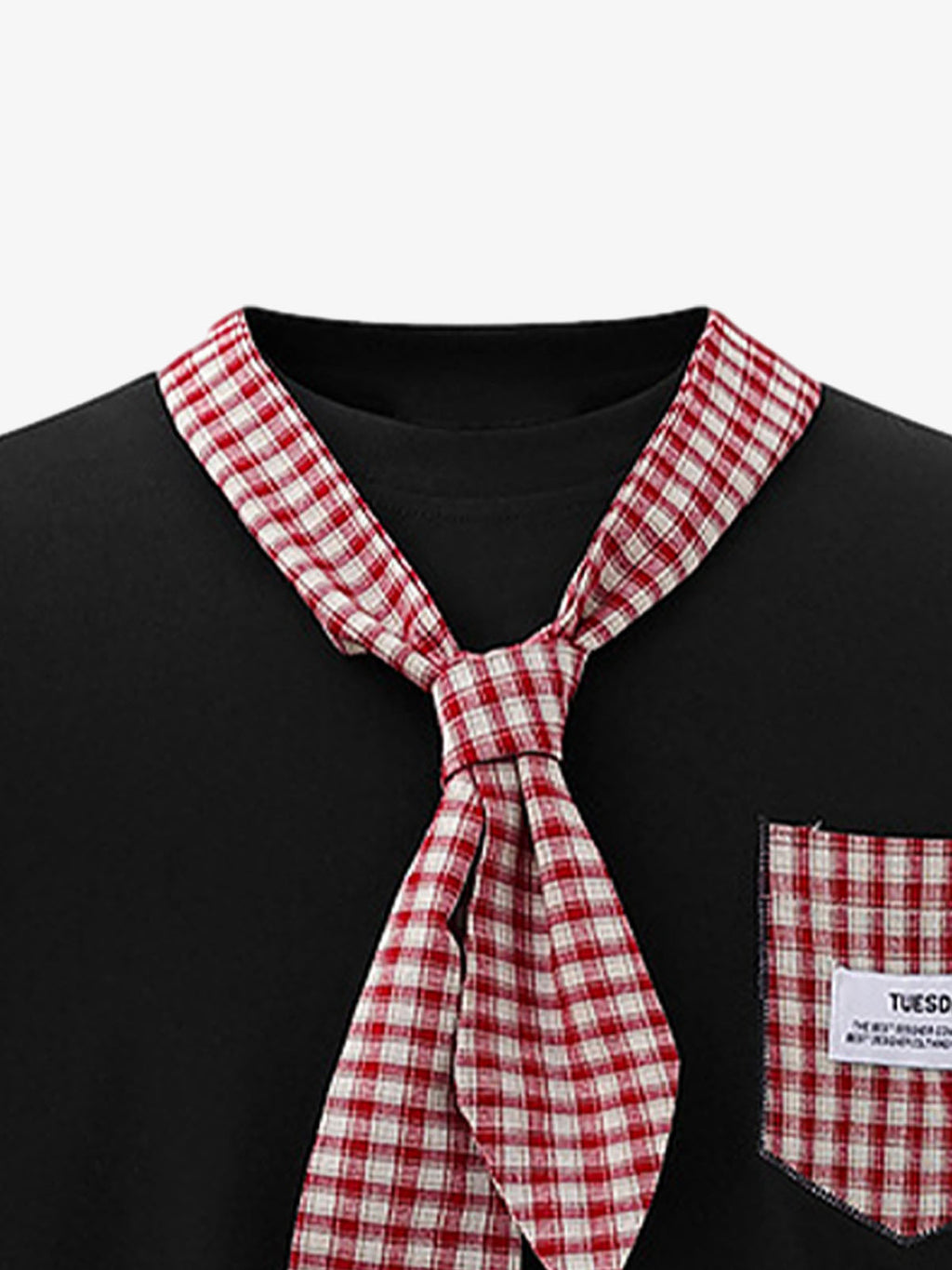 Street Plaid Tie Short Sleeve T-Shirt