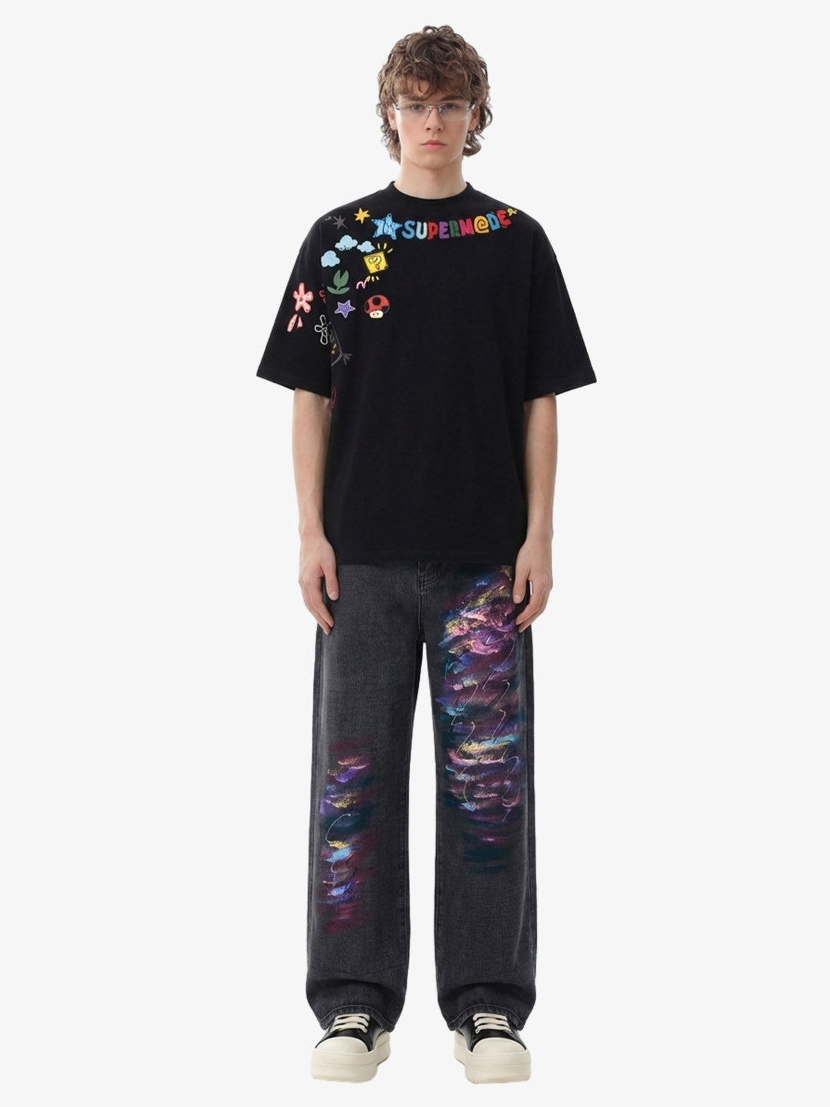 Colorful Fun Pattern Crew Neck T-Shirt