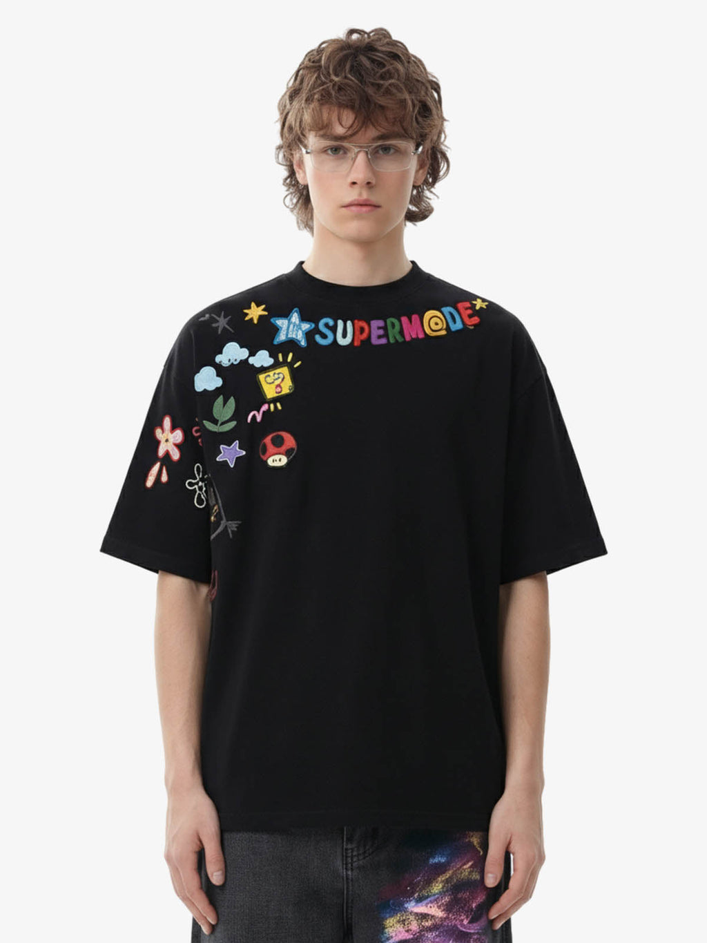 Colorful Fun Pattern Crew Neck T-Shirt