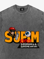 SUPM Trendy Hip-Hop Monkey Graffiti Font T-Shirt