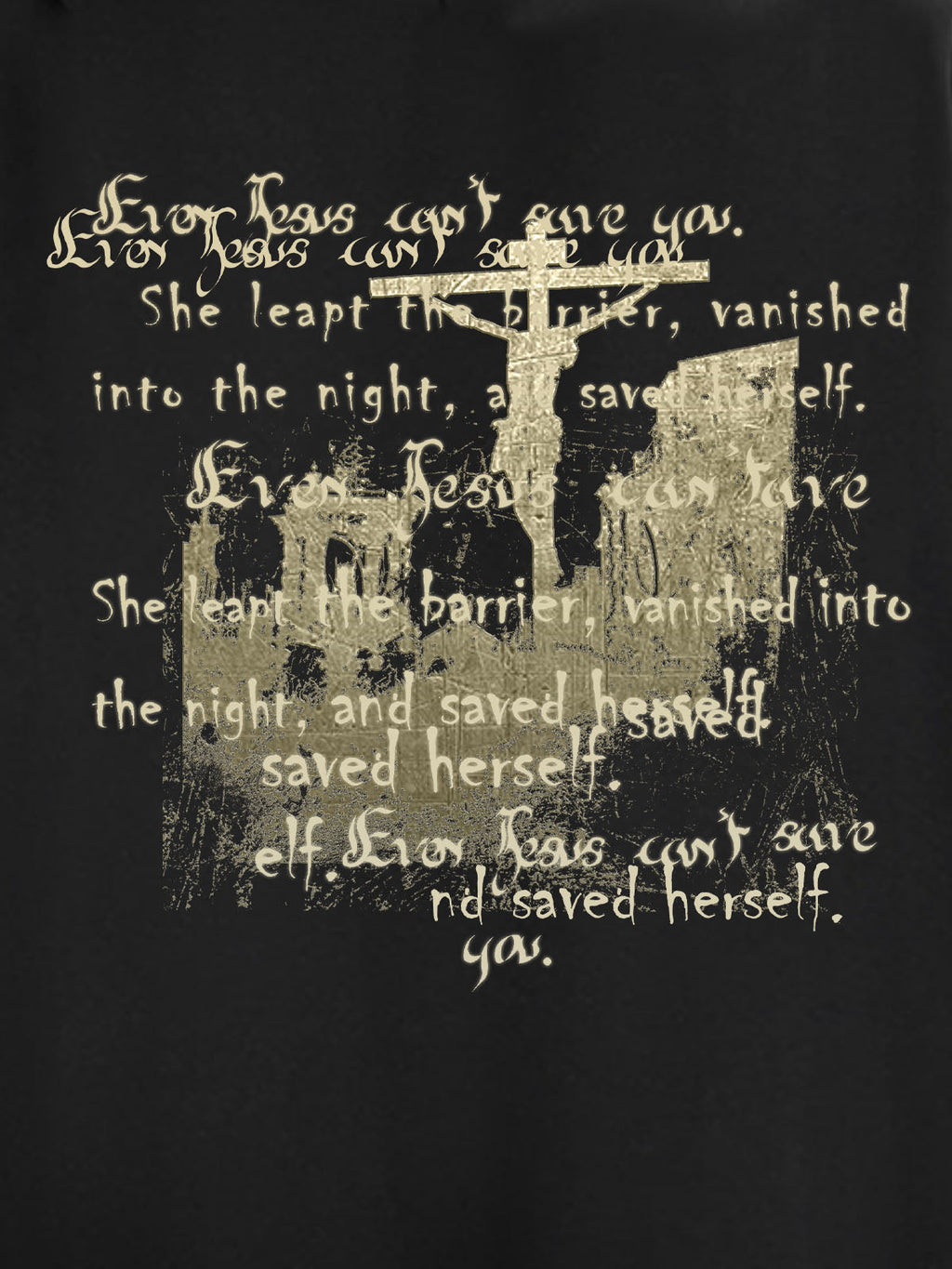 Metallic Script Letter Cross Graphic Hoodie