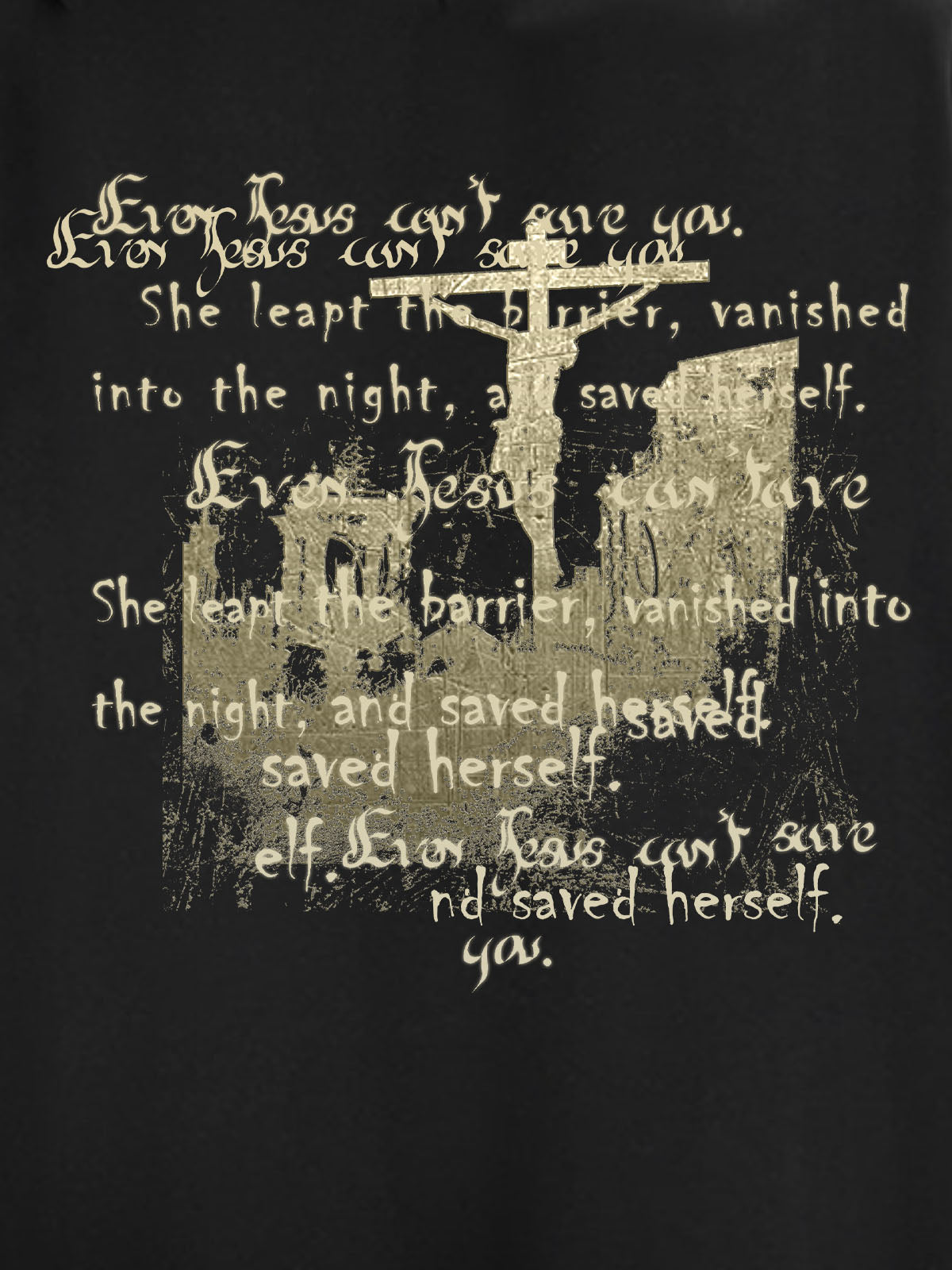 Metallic Script Letter Cross Graphic Hoodie