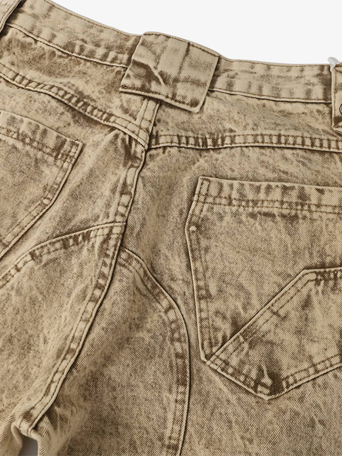 Distressed Raw-Edge Panel Sculpted Wide-Leg Jeans - 2590