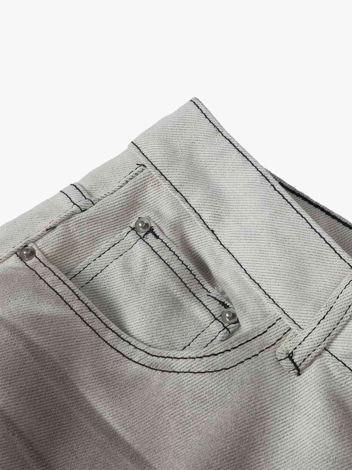 Retro Utility Dirty Wash Whisker Detail Flare Jeans