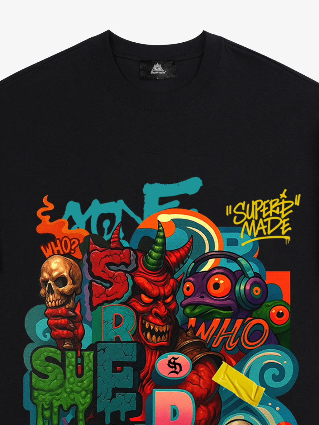 Trendy Multicolor Graffiti Skull Graphic T-Shirt