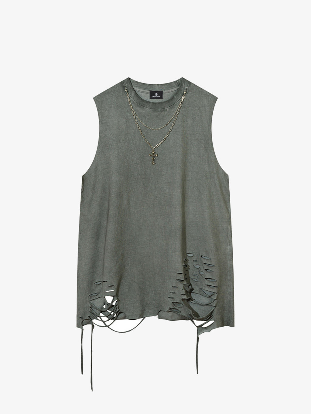 Street Ripped Vest with Detachable Necklace