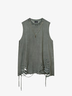 Street Ripped Vest with Detachable Necklace