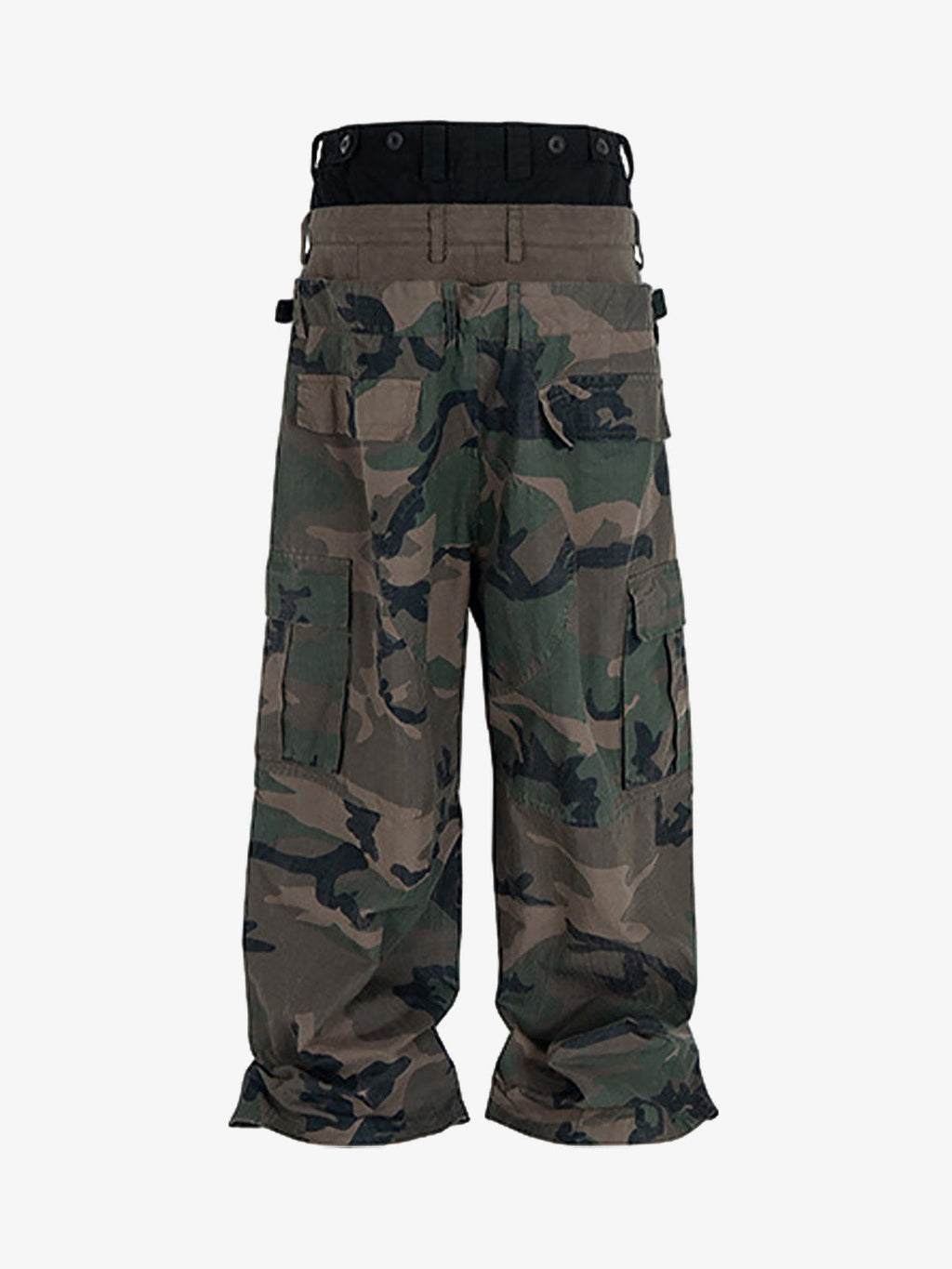 Three-Waist Splicing Camouflage Cargo Buckle Waist Design Overalls
