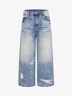 Washed Splatter-Paint Jeans