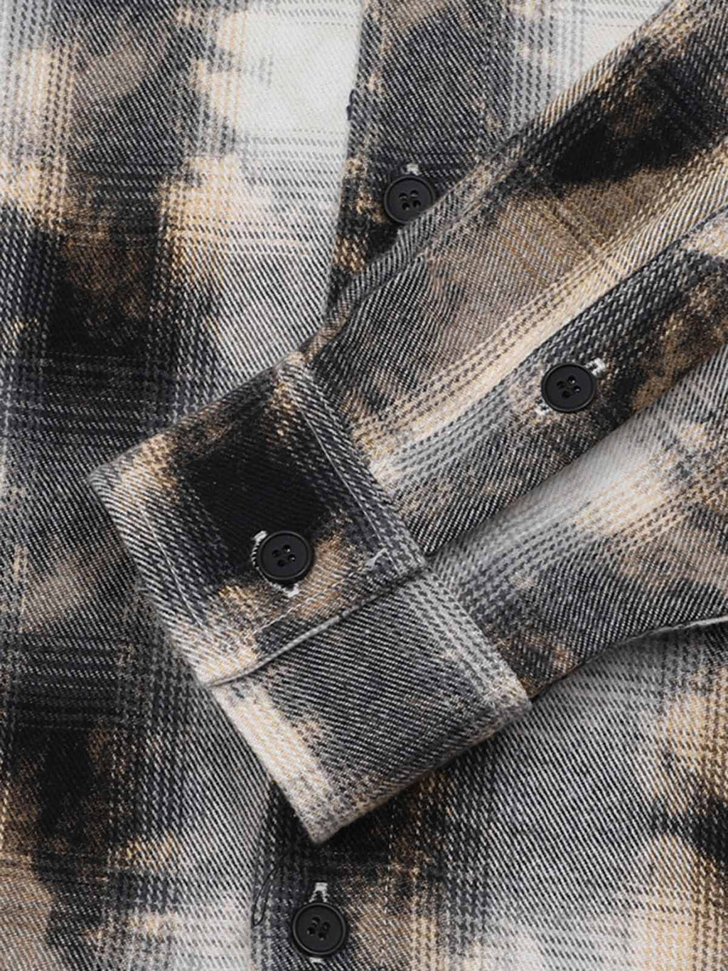 Streetwear Washed Distressed Plaid Long Sleeve Shirt
