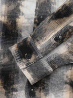 Streetwear Washed Distressed Plaid Long Sleeve Shirt