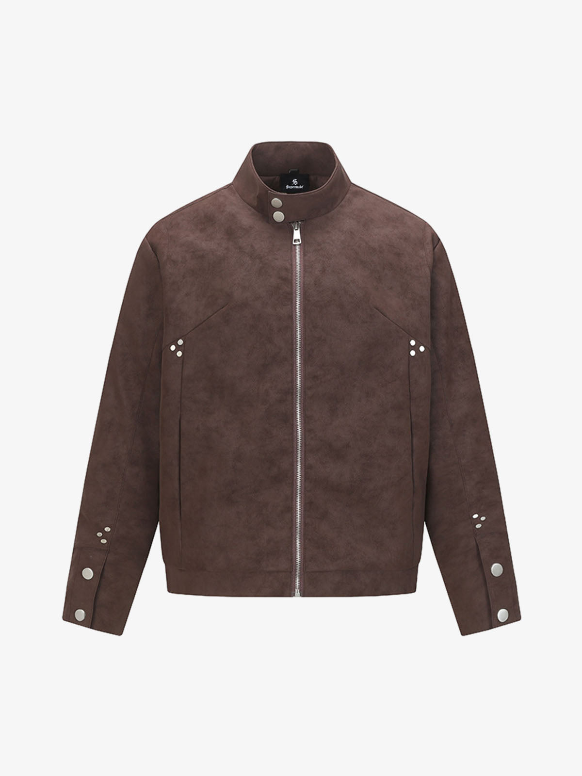 Suede Studded Zip Up Jacket