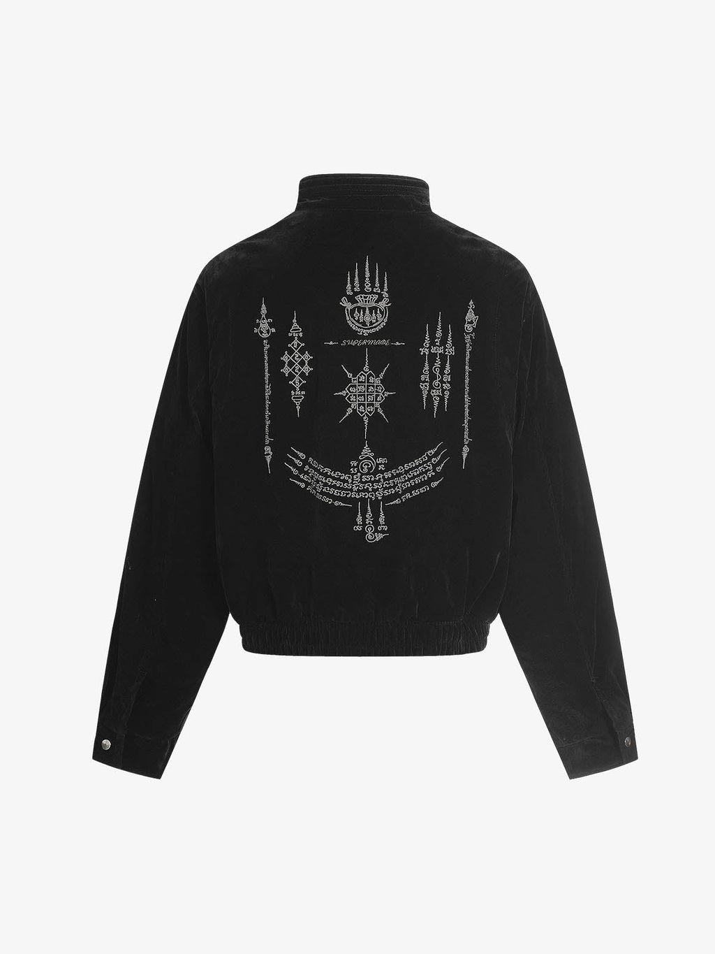 Vintage Suede Embroidered Metal Clip Down Jacket