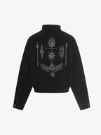 Vintage Suede Embroidered Metal Clip Down Jacket