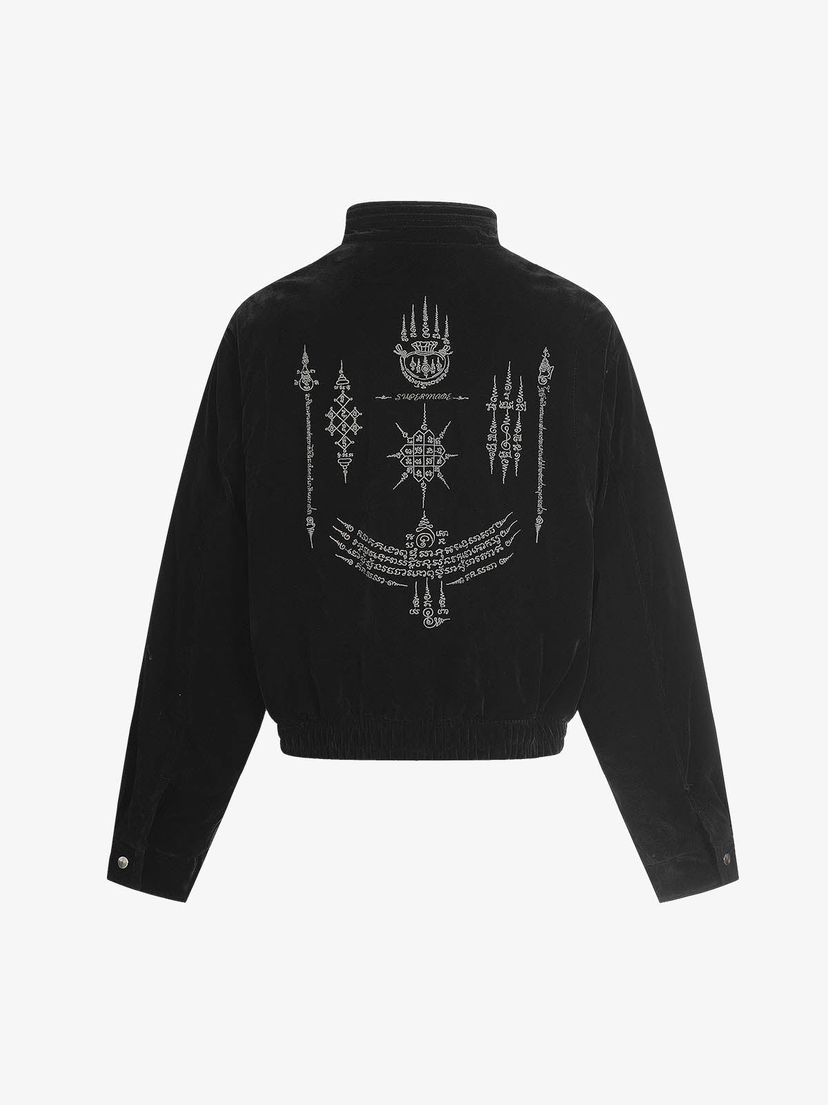 Vintage Suede Embroidered Metal Clip Down Jacket