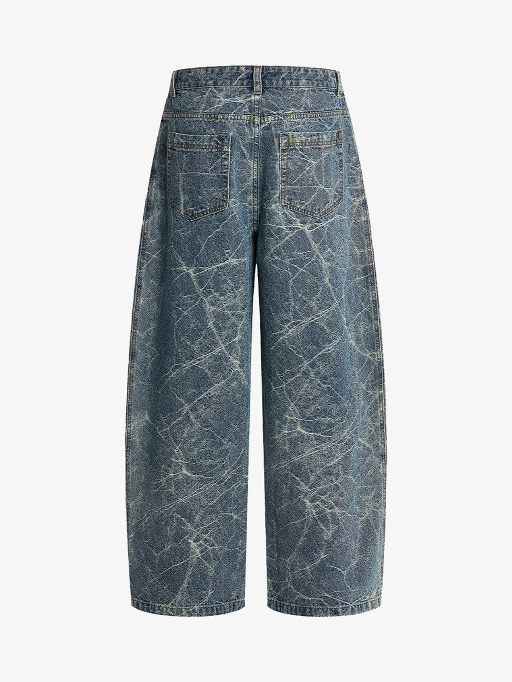 Retro Crackle-Washed Barrel Jeans