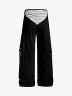 Bandana Waist Strap Multi-Pocket Cotton Cargo Pants