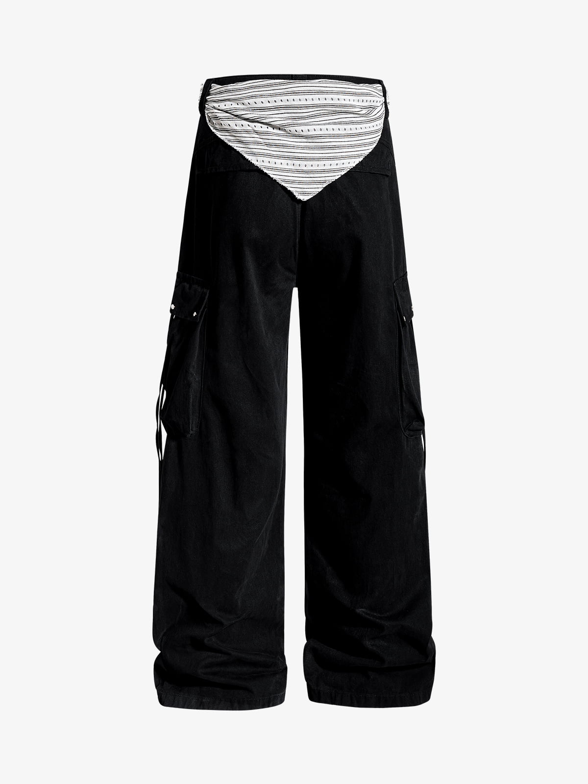 Bandana Waist Strap Multi-Pocket Cotton Cargo Pants