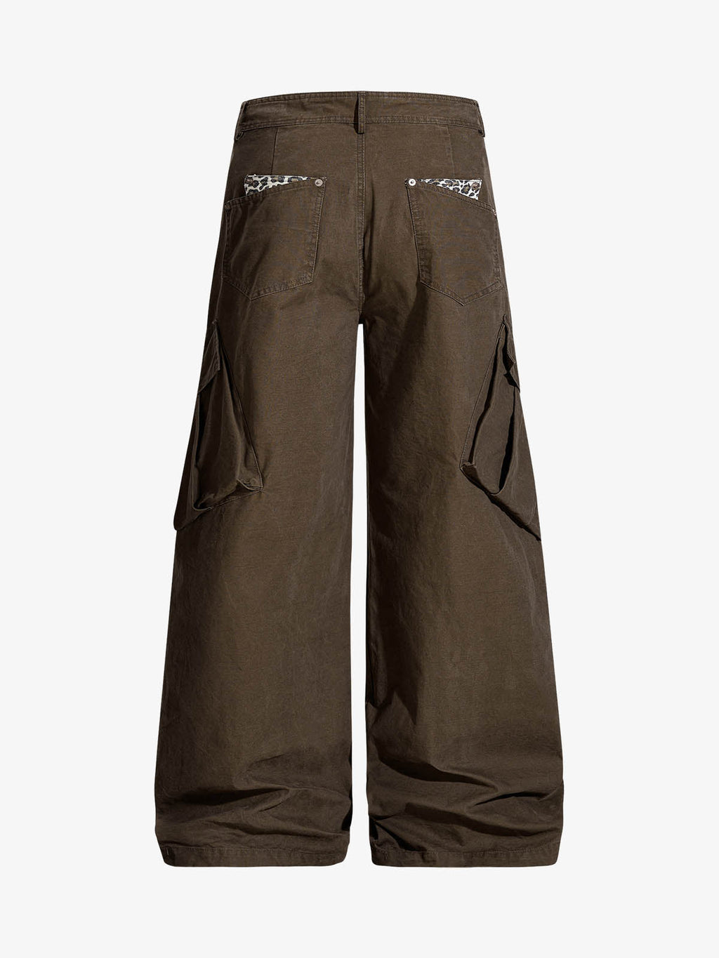 Vintage Patchwork Leopard Pocket Wide Leg Cargo Pants