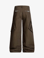 Vintage Patchwork Leopard Pocket Wide Leg Cargo Pants