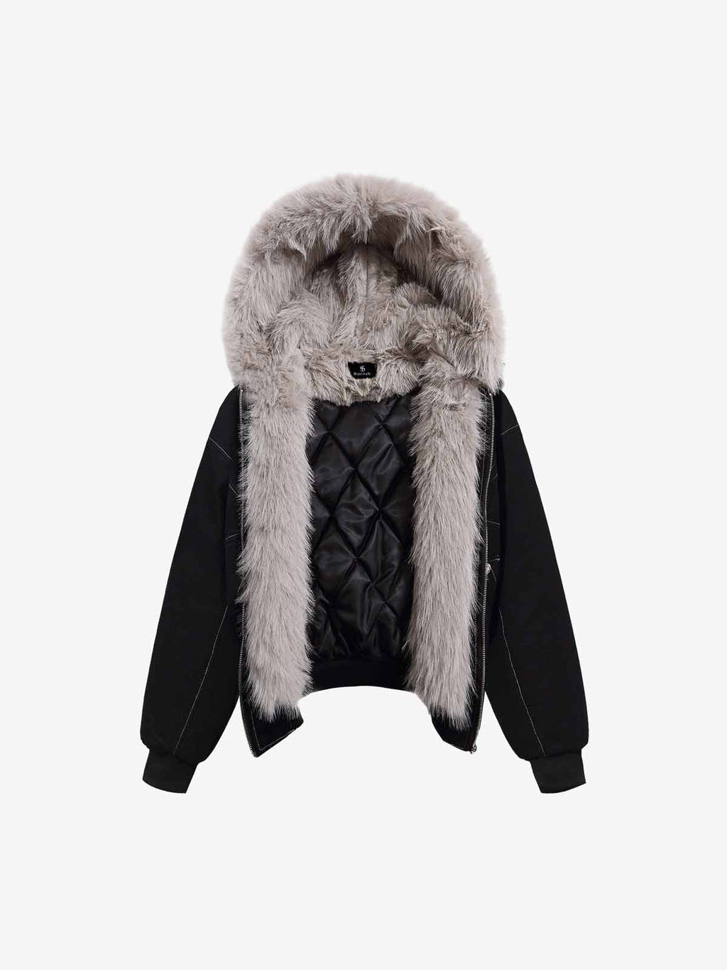 Faux Fur Hooded Padded Bomber Jacket