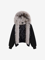 Faux Fur Hooded Padded Bomber Jacket