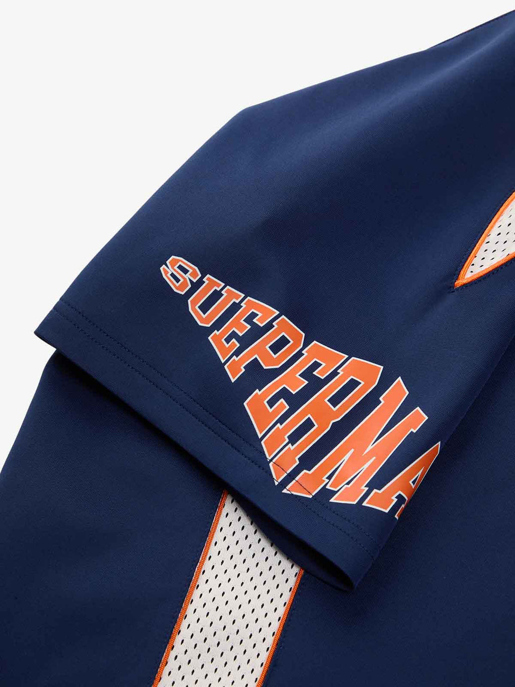 Contrast Panel Mesh Number Print Jersey T-Shirt