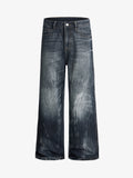 Vintage Distressed Wash Wide Leg Jeans