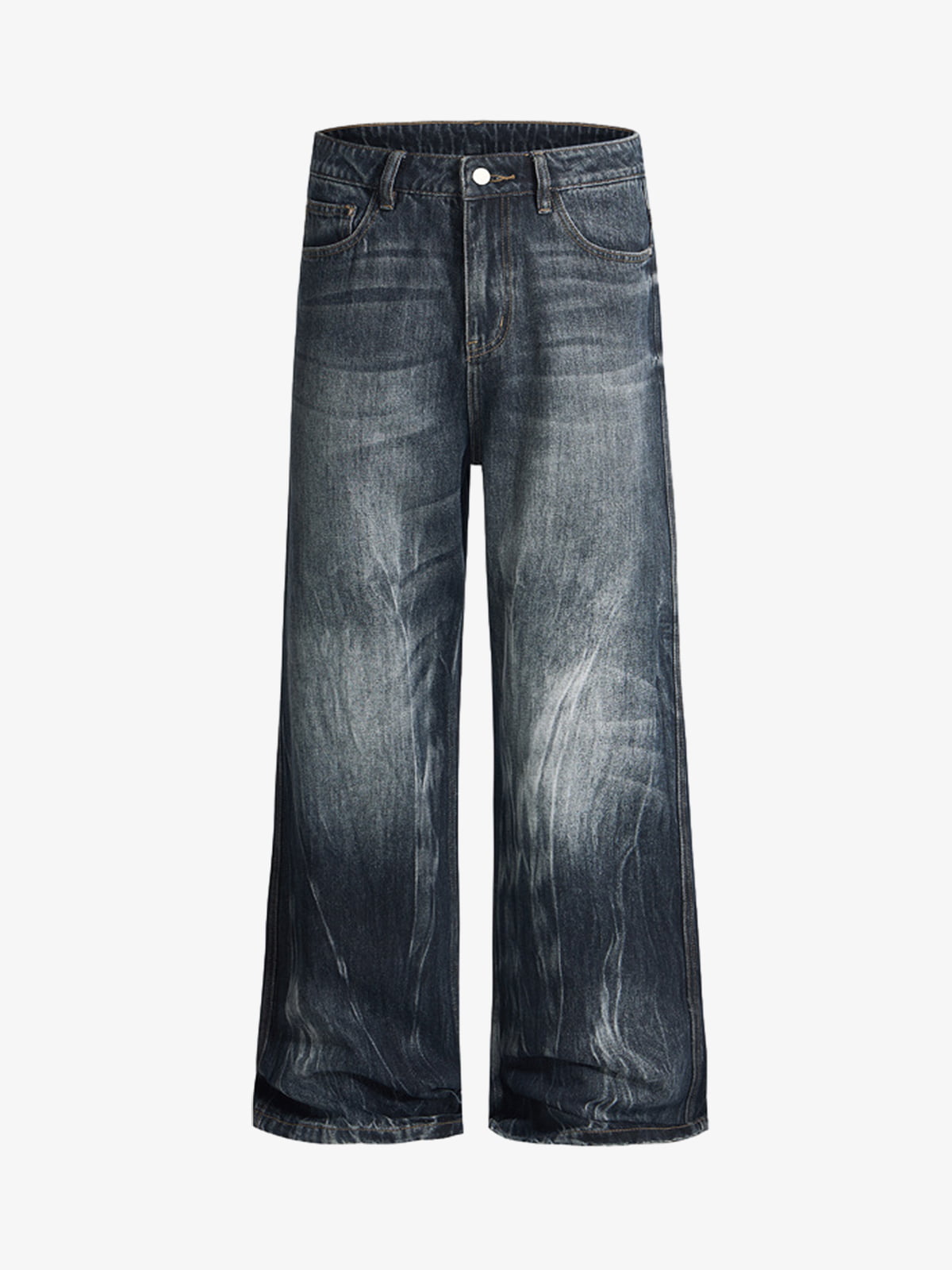 Vintage Distressed Wash Wide Leg Jeans