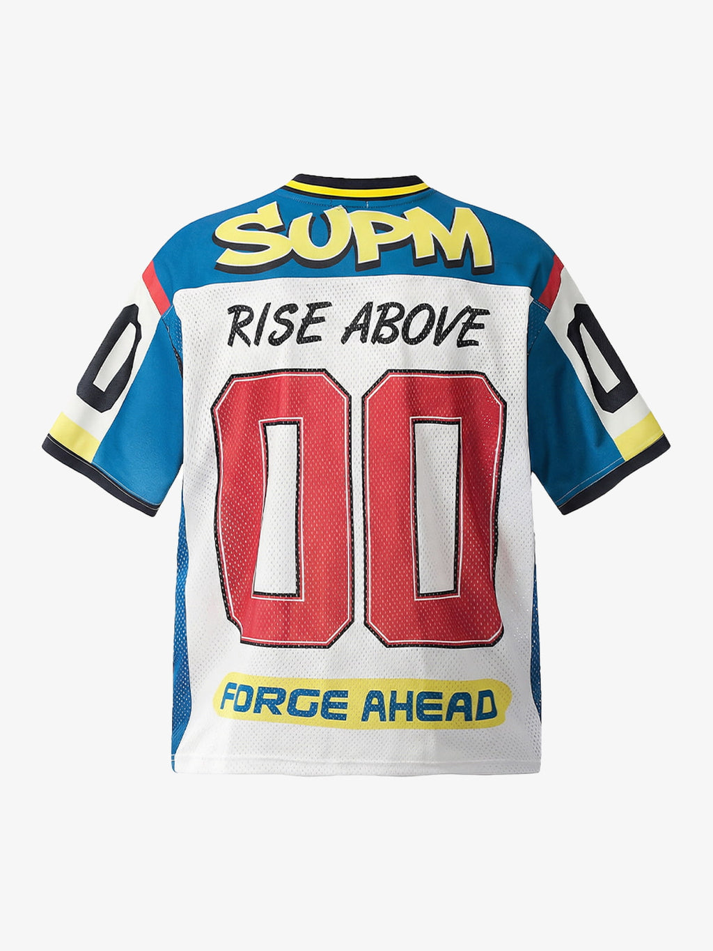 Color-Block Digital Print Mesh V-Neck Jersey