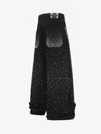 Retro Denim Full Rhinestone Design Baggy Jeans - 2545