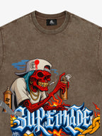 Street Skull Graffiti Artist Flame Flower Font T-Shirt