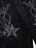 Star Rhinestone Embellished Baggy Jeans