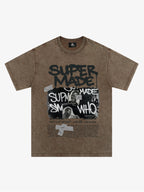Streetwear Graffiti Character Collage Graphic T-Shirt