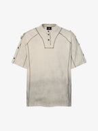 Vintage-Inspired Ombré Wash Henley Detail T-Shirt