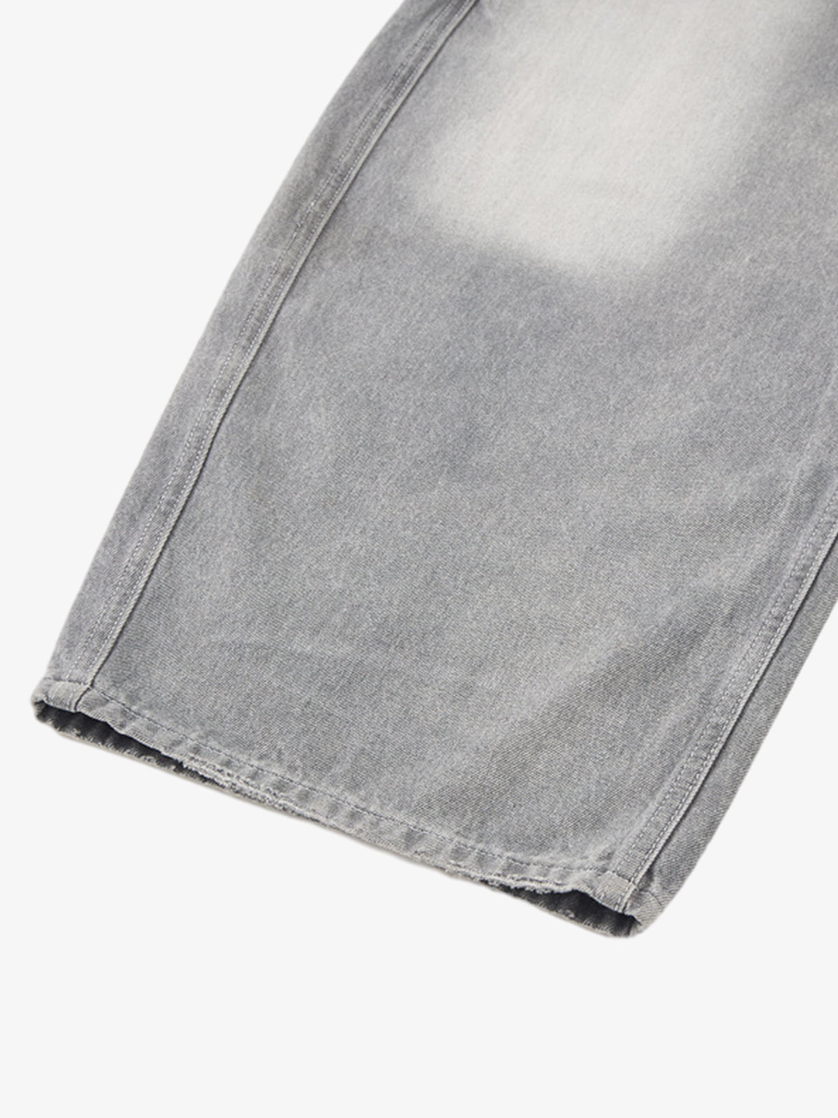 Retro Washed Distressed Curved Blade Wide-Leg Jeans