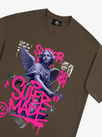 Street Pink Lucky Angel Graphic Design T-Shirt