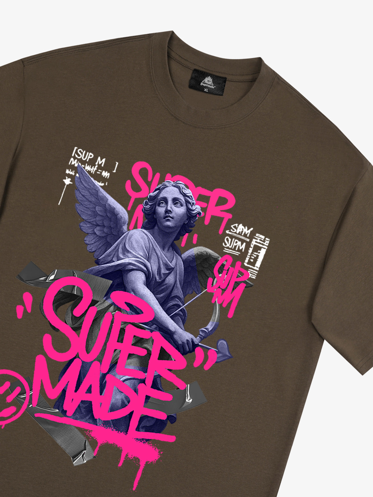 Street Pink Lucky Angel Graphic Design T-Shirt