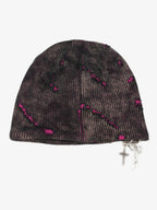 Retro Wasteland Style Distressed Knit Hanging Charm Beanie