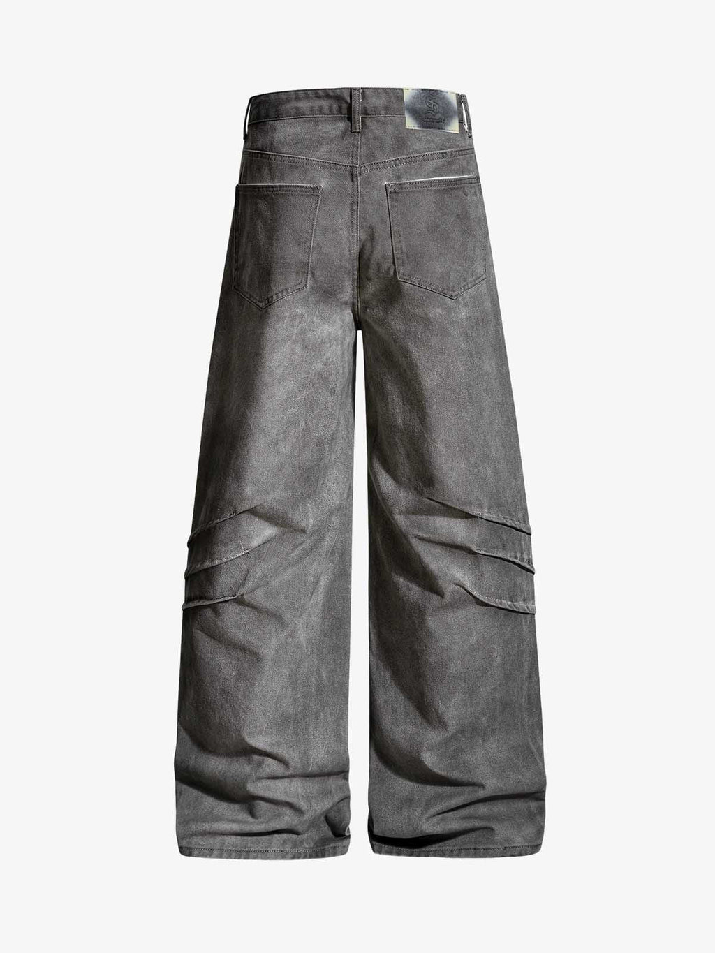 Washed Pleated Baggy Jeans