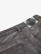 Washed Pleated Baggy Jeans