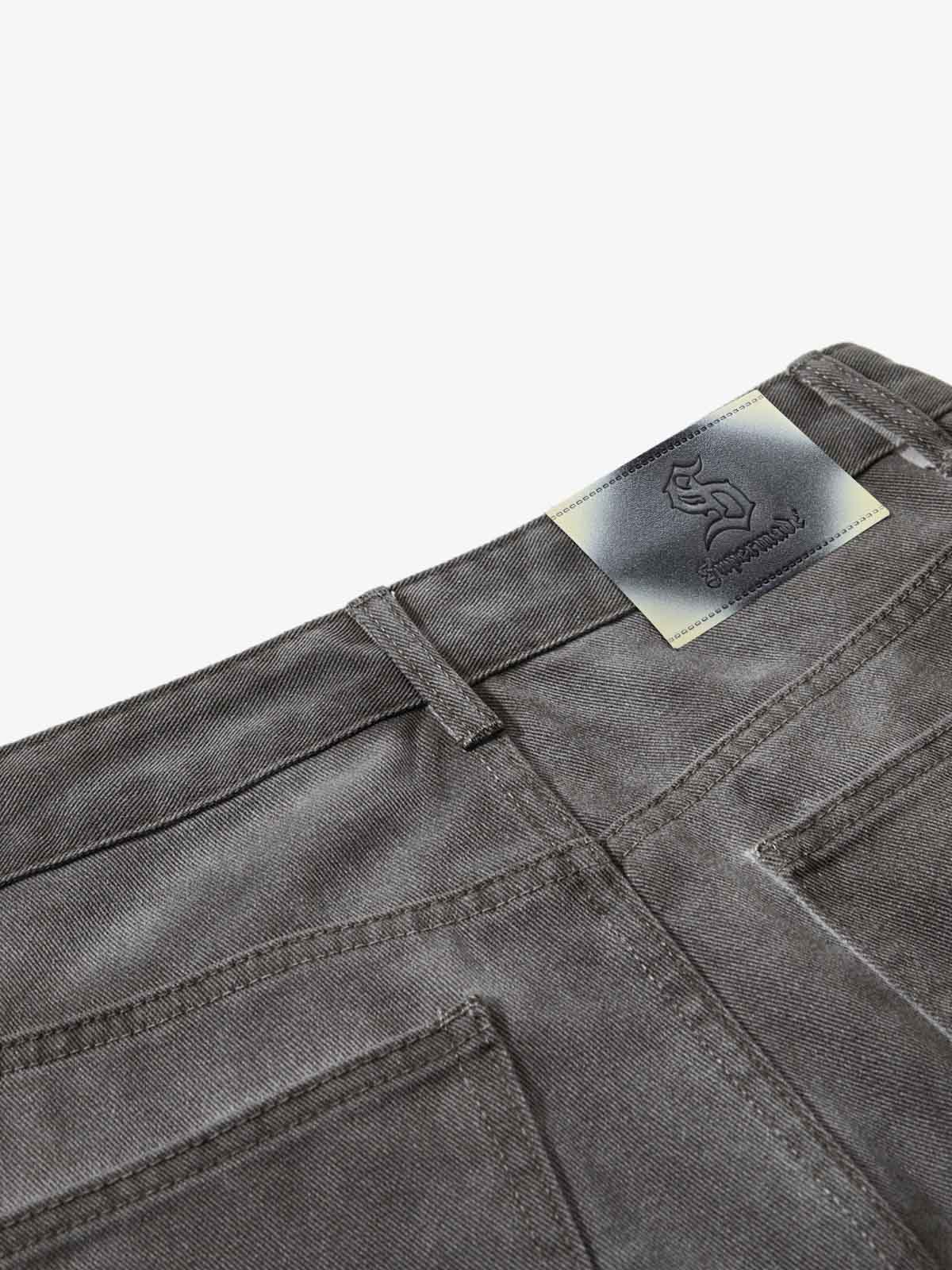 Washed Pleated Baggy Jeans