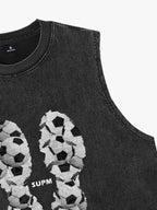 Soccer Ball Footprint Graphic Sleeveless T-Shirt