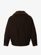Street Punk Oblique Zipper Lambswool Collar Quilted Jacket