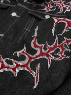 Rhinestone Thorn Graphic Denim Jacket