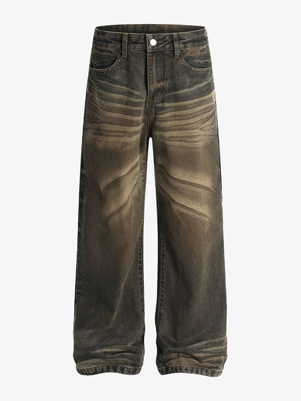 Washed Button Detail Wide Leg Pants